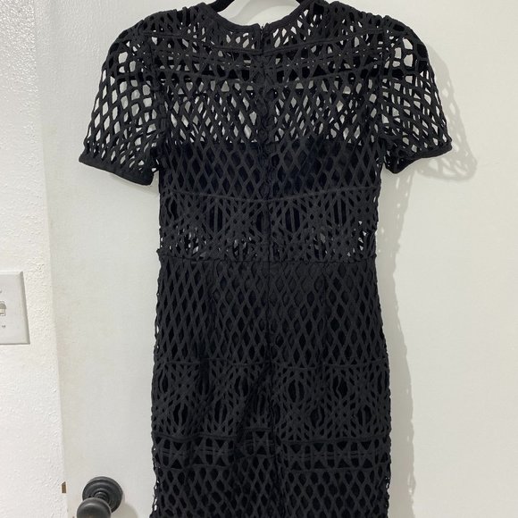 Caged Black Lace Insert Dress - Picture 4 of 4